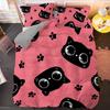 Claws Duvet Cover Set Cartoon Animals Cute Cat Print Polyester Comforter Cover King Queen Size For Kids Girls Women Bedding Set