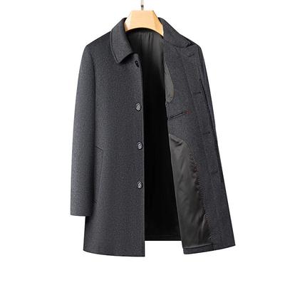 Men's Mid-Length Woolen Lapel Coat - Autumn/Winter Business Casual Style