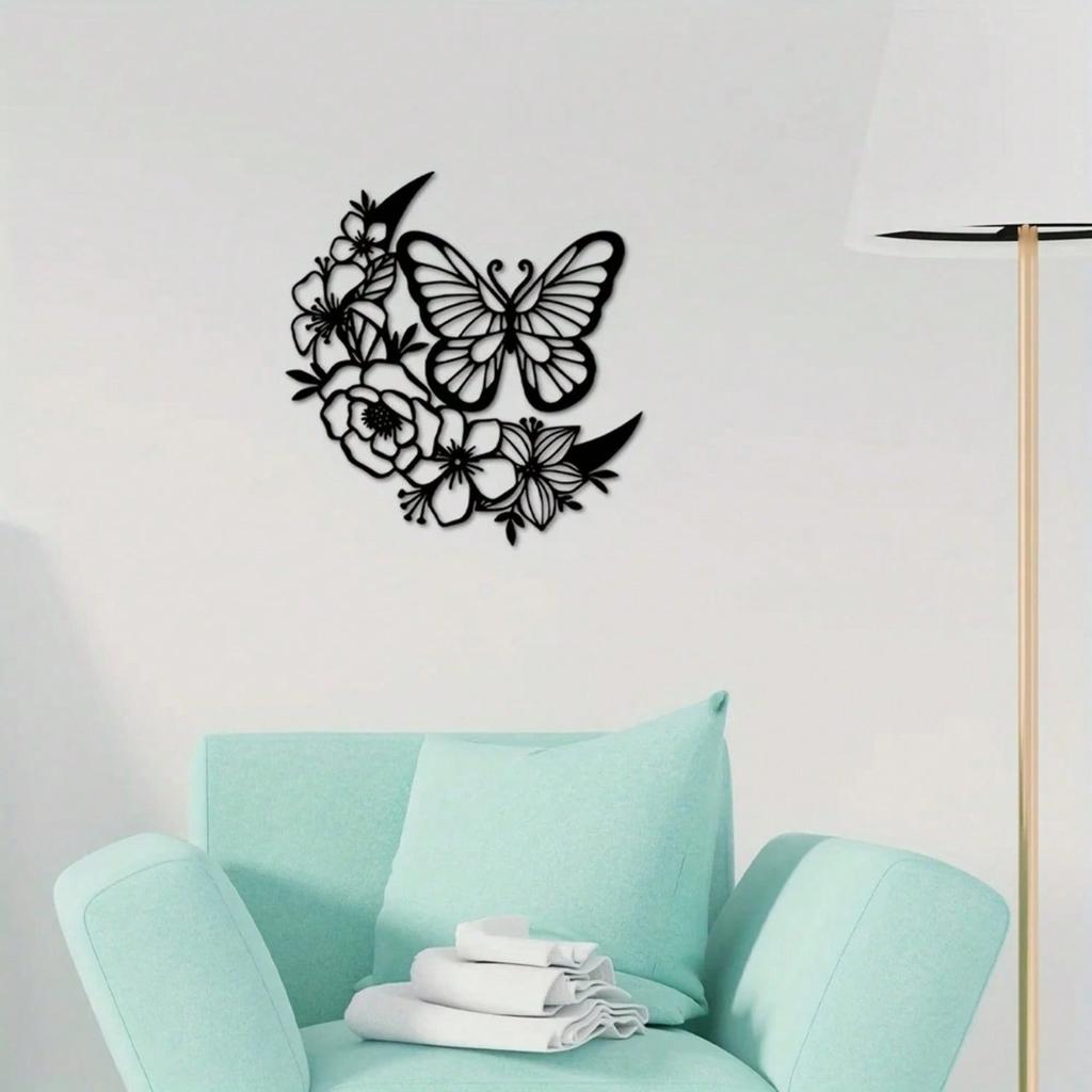 1pc Metal Butterfly Wall Art Scroll Ornament for Home Nursery Decor