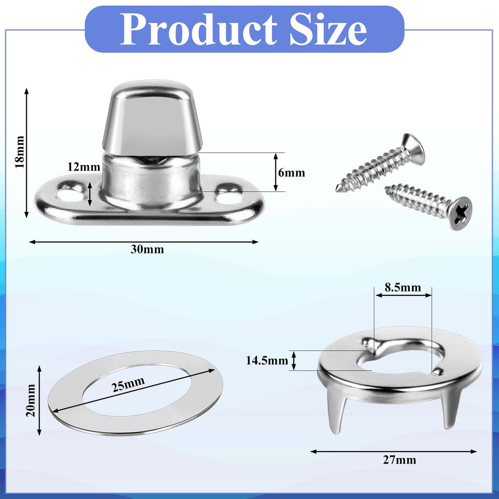 30 Piece Set Grade Twist Lock Fasteners Turn Button Eyelet And Stud, Mounting Screws For Canvas Marine Fastener Turn Buttons