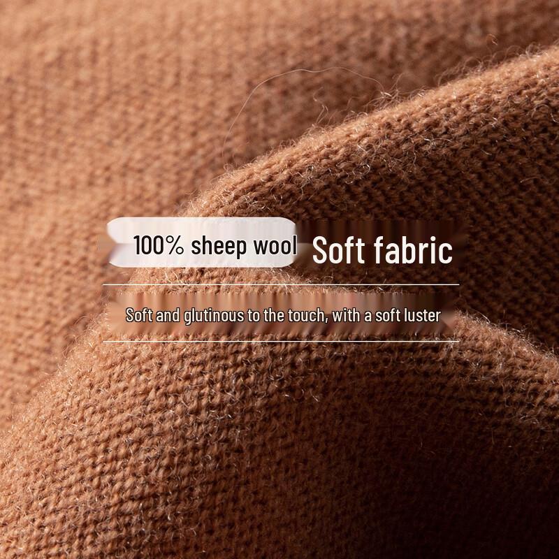 TUHUANG Women's Pure Wool Lapel Knit Sweater with Color Block Buttons