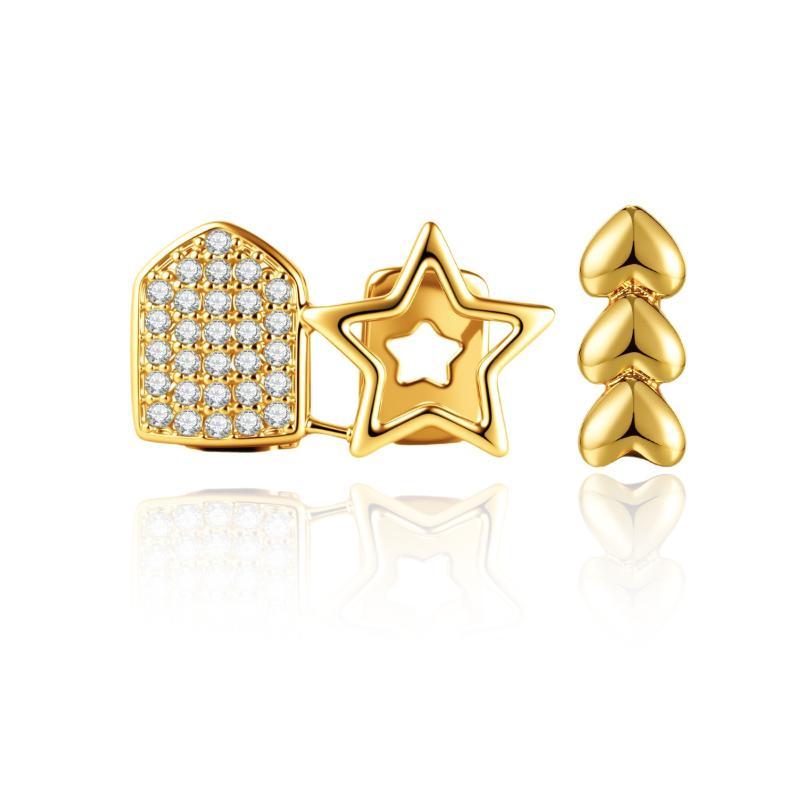 1/2Pcs Geometric Irregular Tooth Grill Dual Hollow Five Star Dental Decor for Club Night Out Styling