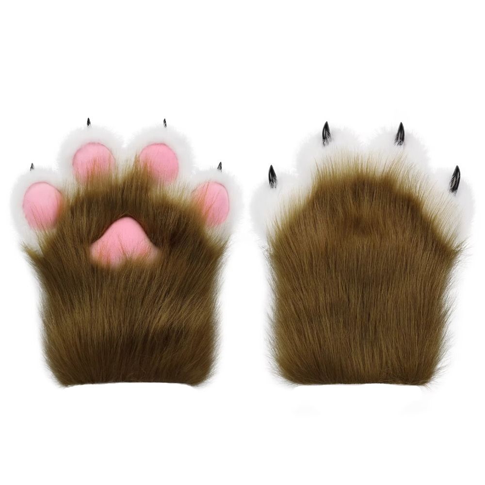 Kawaii Cartoon Cosplay Costume Gloves Warm Plush Furry Fursuit Gloves Squeaky Plush Cat Paw Gloves Anime Conventions