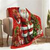 1pc Christmas Santa Claus Blanket - Soft Flannel Throw for Sofa Bed Living Room Travel Camping - Red Holiday Festive Decor Gift