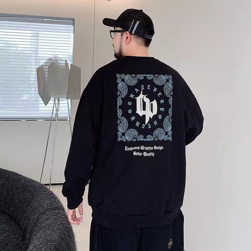 Printed soft high quality fabric wrinkle-resistant men's street sports casual breathable loose fashion trend comfortable long-sleeved tops