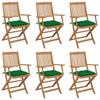 Chaises pliables de jardin lot de 6 avec coussins Bois d'acacia