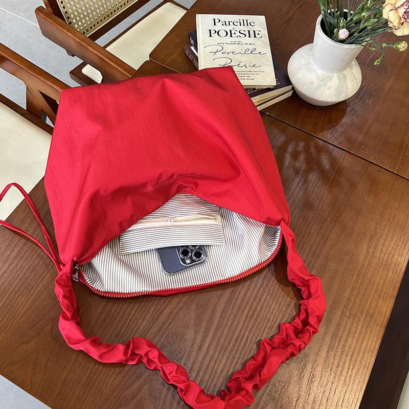 Simple Solid Color Shoulder Bags for Women Lightweight Commuter Ladies Drawstring Crossbody Bag Casual Female Handbags Tote