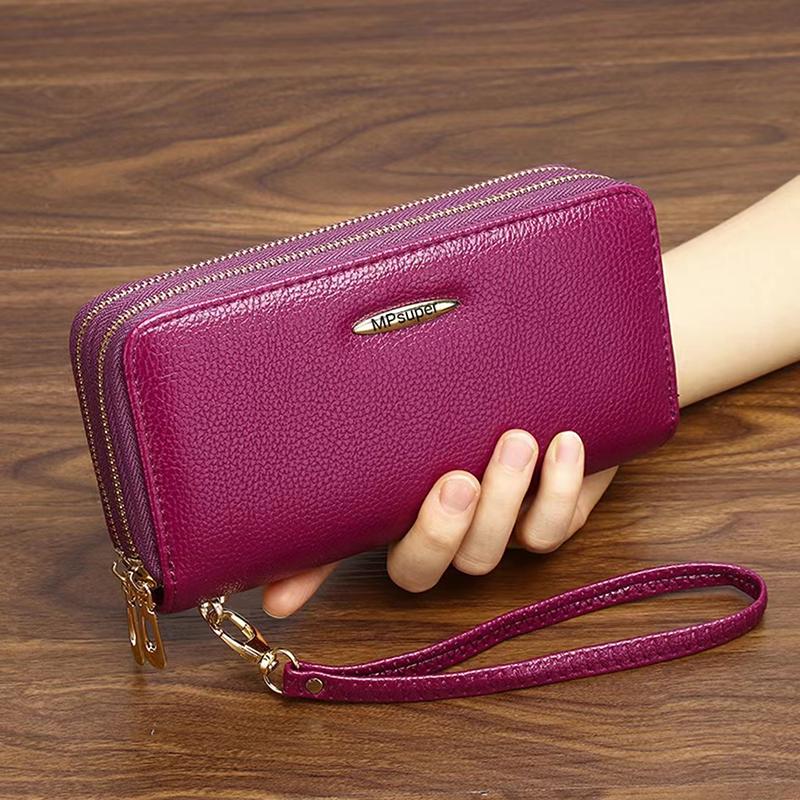 Korean Style Large Capacity Double Zipper Ladies Long Clutch Wallet and Coin Purse