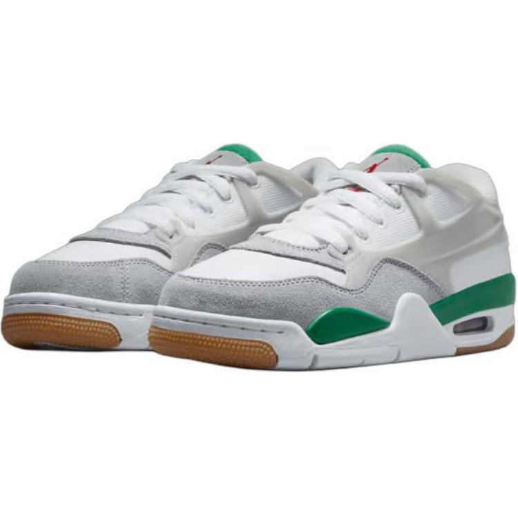 Jordan Air Jordan 4 Abrasion Resistant Low top Children's Basketball Shoes White Green FQ7938-103