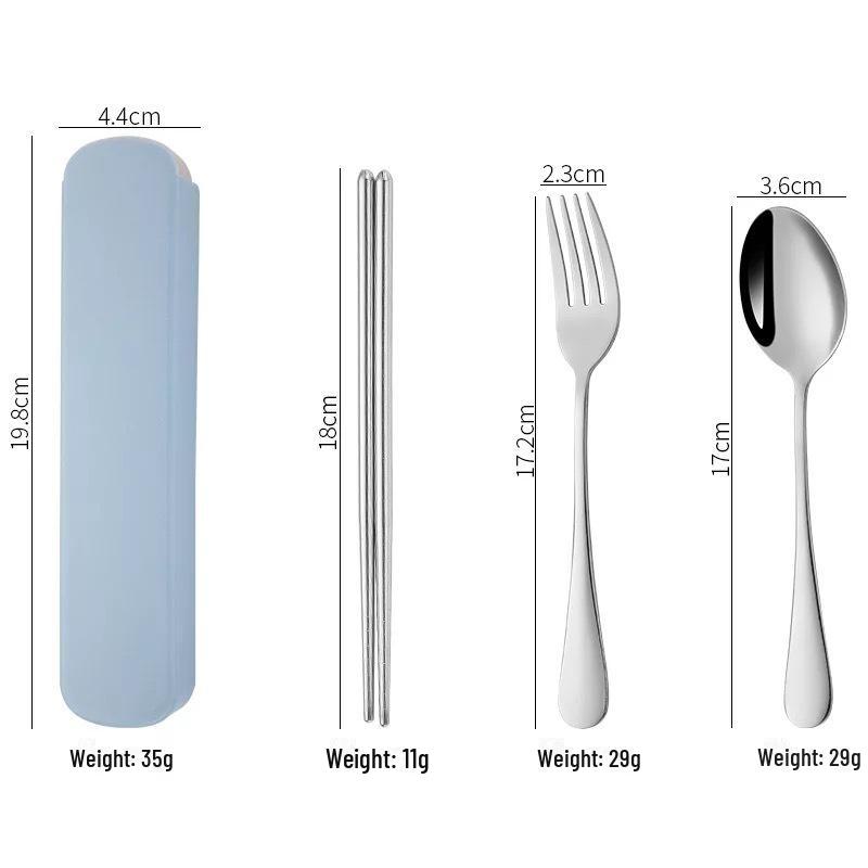 

Набор переносной столовой посуды из нержавеющей стали: Палочки для еды, ложка, вилка — персонализированный подарок для студентов/путешественников с логотипом.
