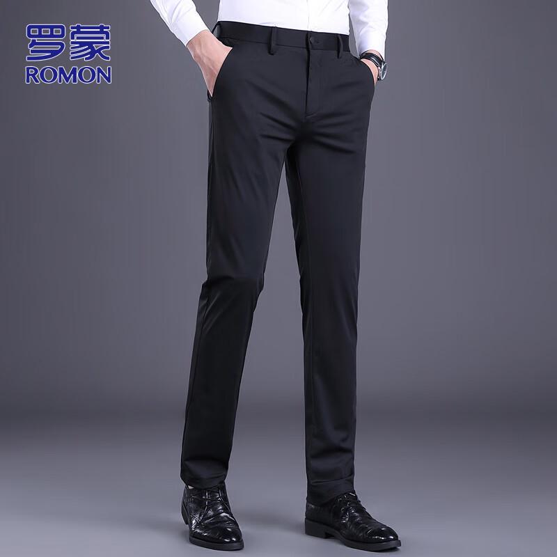 ROMON Men's Autumn/Winter Straight Fit Business Casual Pants