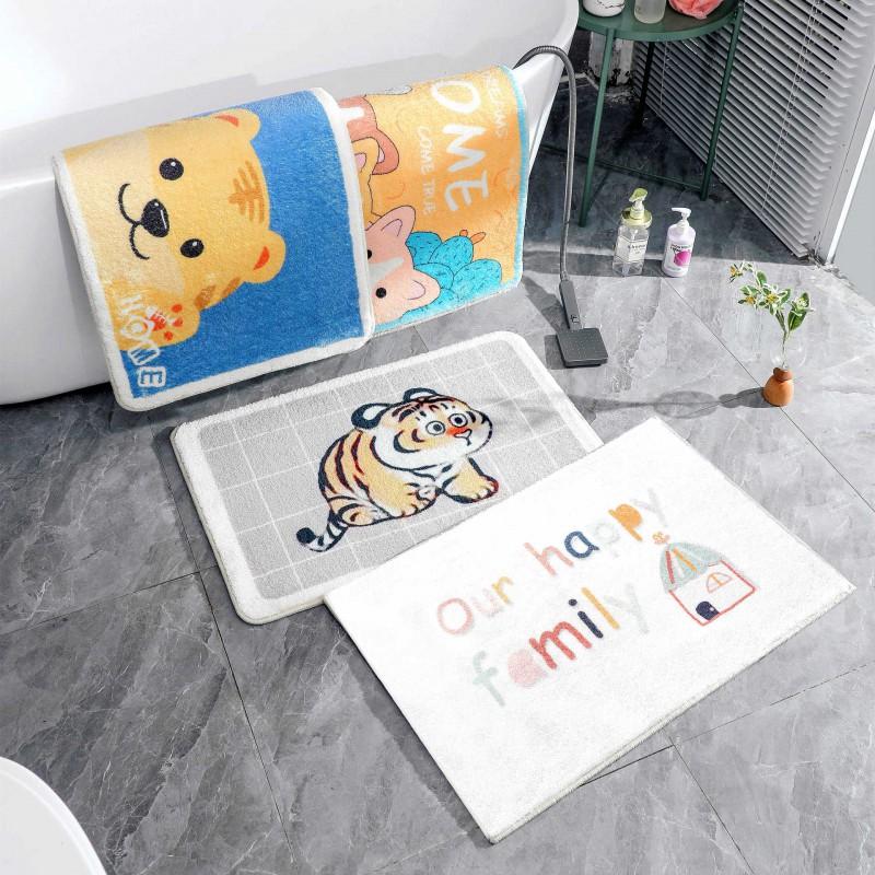 Absorbent Bath Mat Non-Slip Floor Rug Bathroom Kitchen Bedroom Entrance Soft Plush Carpet Cartoon Design