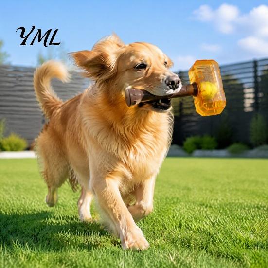 Aggressive Chewers Toy Interactive Squeaky Hammer Dog with Built-in Tennis Ball for Medium And Large Dogs, Enrichment Toys Sound Making Puppy