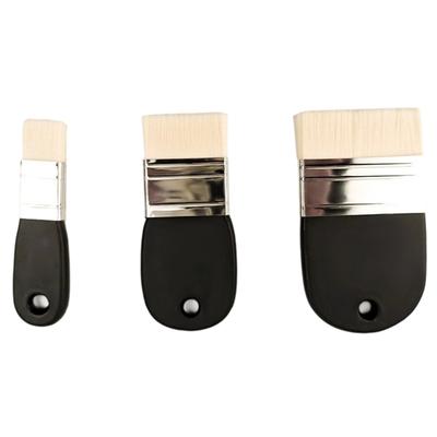 Set di 3 Pennelli Larghi con Manico Corto, Pennello Piatto a Pala per Pittura ad Olio e Acrilico