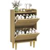 Narrow Shoe Cabinet, Modern Shoe Storage Cabinet with 2 Flip Drawers, Oak