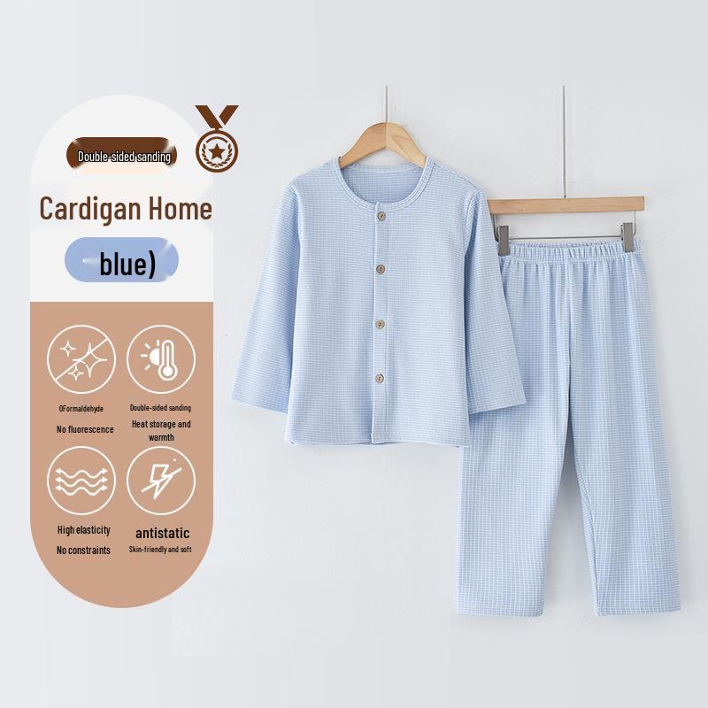 Kids' Fleece Pajama Set - Warm Cardigan with Long Sleeves for Autumn/Winter