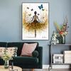 Beautiful Ballet Dancer Canvas Poster Prints Abstract Butterfly Flower Watercolor Canvas Painting Wall Art Pictures Home Decor