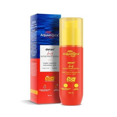 Aqualogica Detan+ Dewy Sunscreen Spray | Mess-Free Application I Hydrating & Sweat Resistant I Water-Light Texture | SPF 50+ PA++++ | 100 Ml