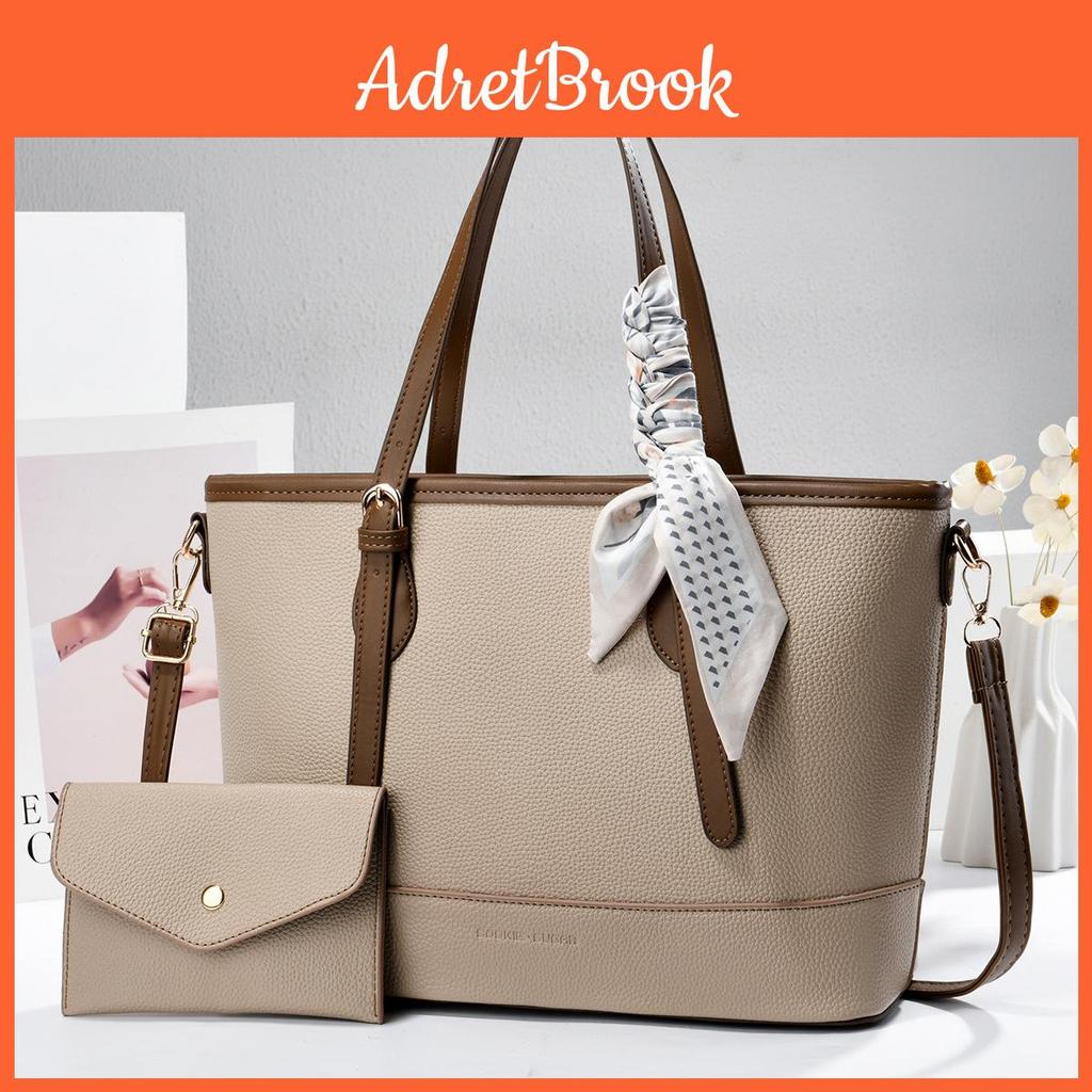 Pu Leather Large Tote Bag For Women With Zipper Pocket And Inner Compartments For Daily Commuting