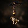 Feng Shui Horse Lucky Bag Pendant Copper Weaving Key Chains Chinese Zodiac Key Ring  Women Men