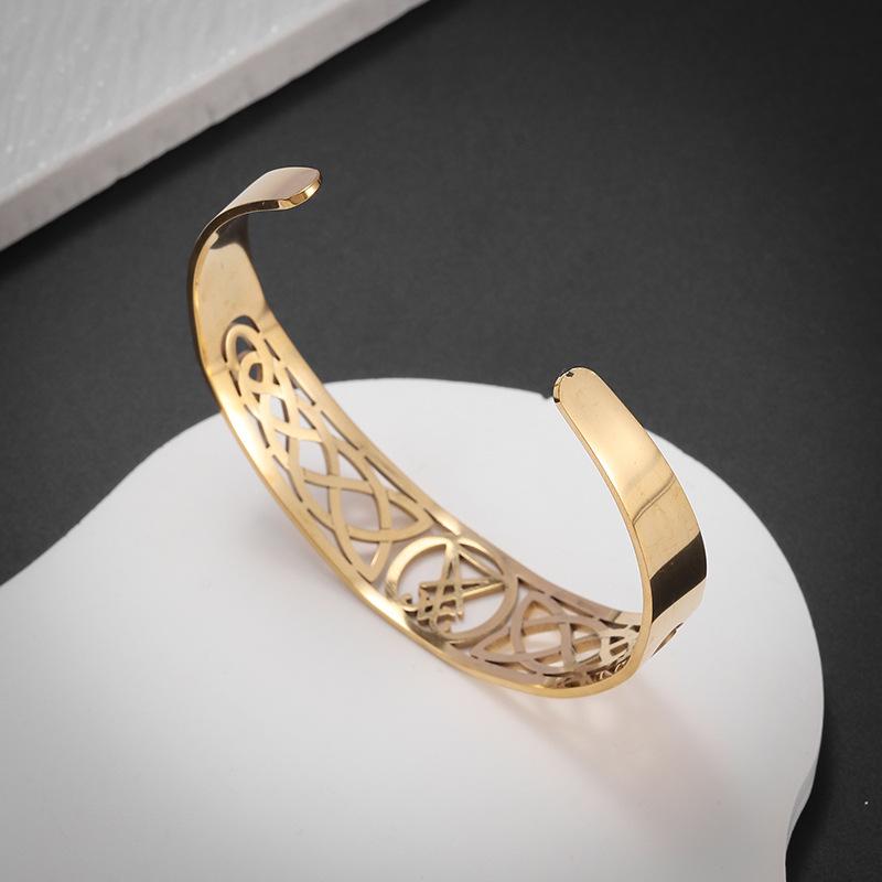 Cross Cuff Adjustable Bracelet Seal Satan Amulet Stainless Steel Bracelet