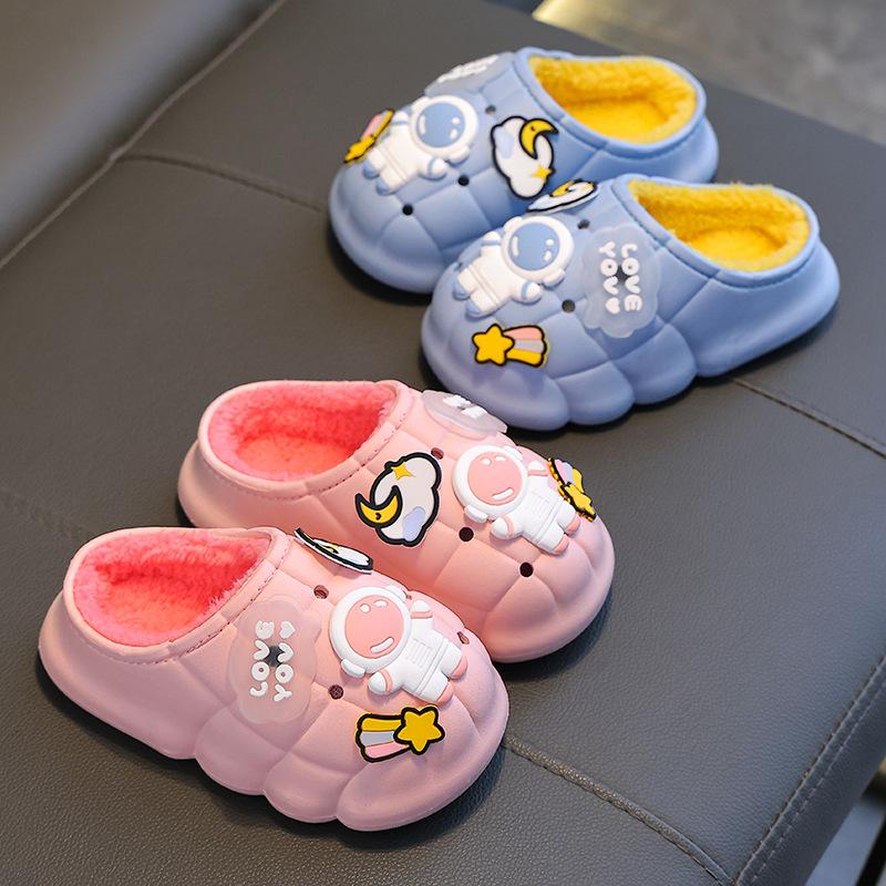 Детские теплые флисовые нескользящие водонепроницаемые хлопковые тапочки 32/33 inner — фото 4