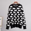 Lockerer Pullover mit Schafdruck Übergröße Damen O-Ausschnitt Langarm Damenpullover Herbst Winter Dick Warm Lässige Pullover