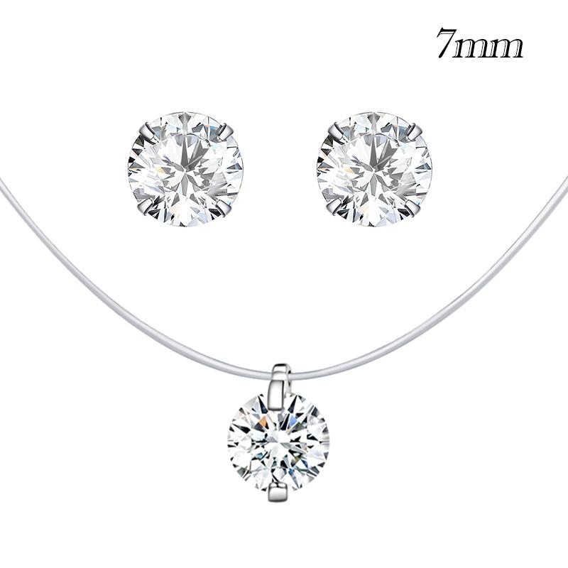 BAMOER Silver Invisible Chain Necklaces Pendants Rhinestone Choker Necklaces Transparent Fishing Line Collier Femme SCN332