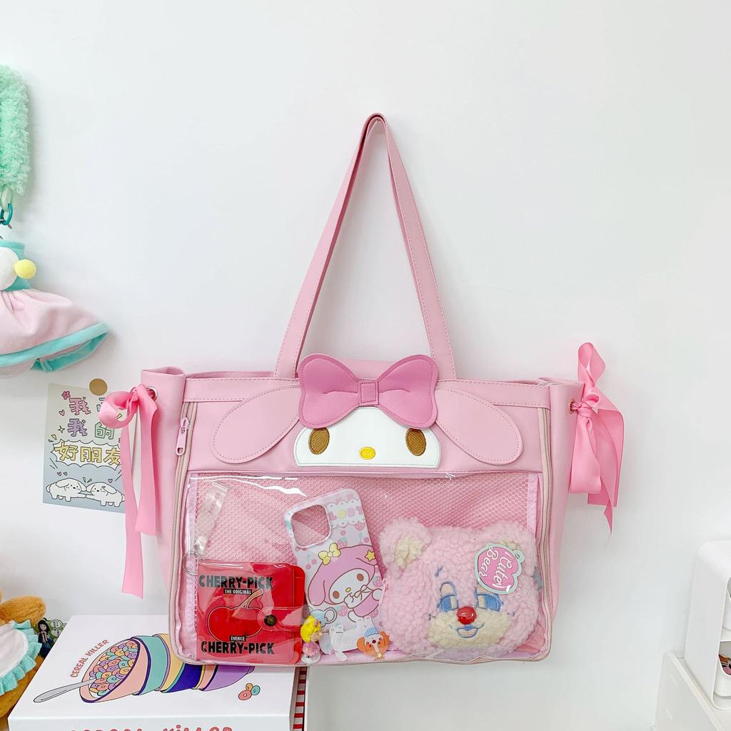 Large capacity bag cute daily commuter tote bag girl heart shoulder portable rabbit cartoon bag