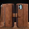 Multicard Solt Zipper Flip Leather Wallet Case For iPhone 14 15 Pro Max 13 12 Mini 11 SE 2025 X 6 6s 7 8 Plus XR XS Book Cover