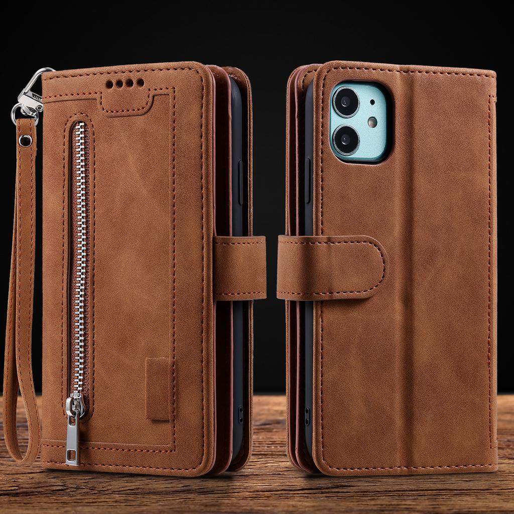 Multicard Solt Zipper Flip Leather Wallet Case For iPhone 14 15 Pro Max 13 12 Mini 11 SE 2025 X 6 6s 7 8 Plus XR XS Book Cover