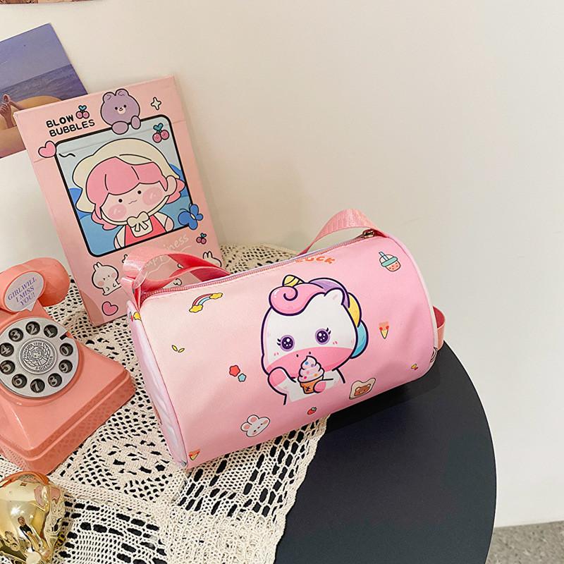 Adorable Cartoons Kids Nylon Lightweight Crossbody Bag For Boys And Girls Pink Sheep