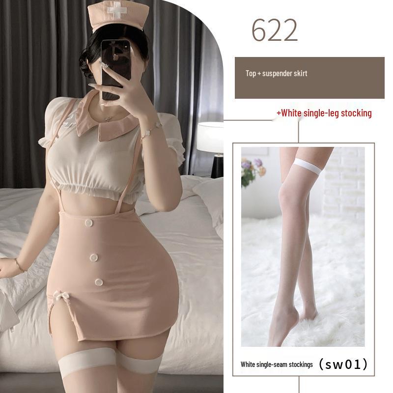 Pure Desire Cute Nurse Lingerie Set – Sexy Bodycon Skirt & Pajamas for Women