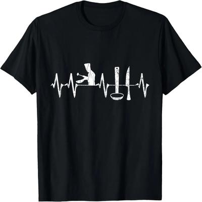 Cooking Heartbeat Funny Chef Cook Graphic T-Shirt