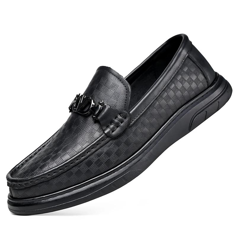 FashionGenuine Leather Casual Shoes for Men Handmade Platform Walking Shoes Leisure Walk Male Outdoor Footwear Hot Sale Slip on Loafers