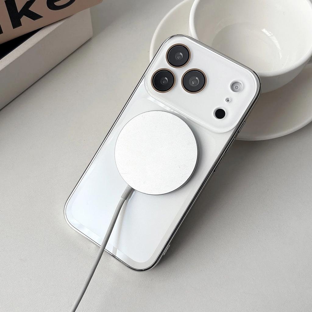 Plating For Magsafe Magnetic Phone Case For iPhone 17 16 15 14 13 Pro Max Wireless Charging Large Window Hard Armor Cover