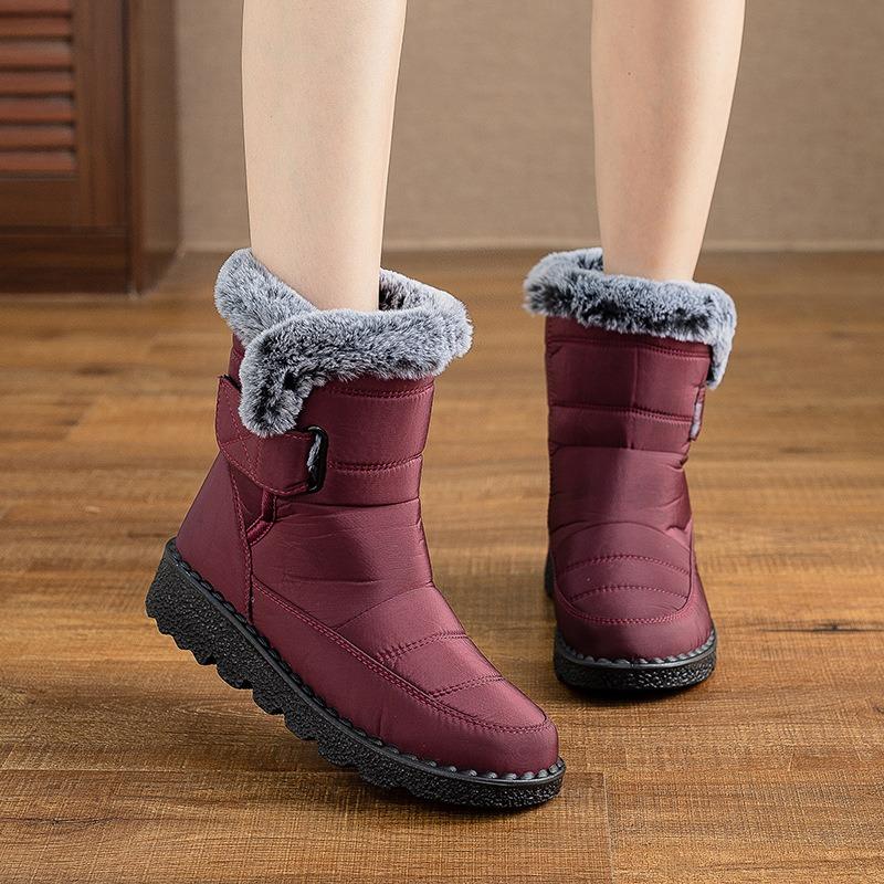 Women's Winter New Style Snow Boots Women's Fleece-Lined Thickened Warm Cotton Boots Large Size Flat-Sole Waterproof Cotton Boots