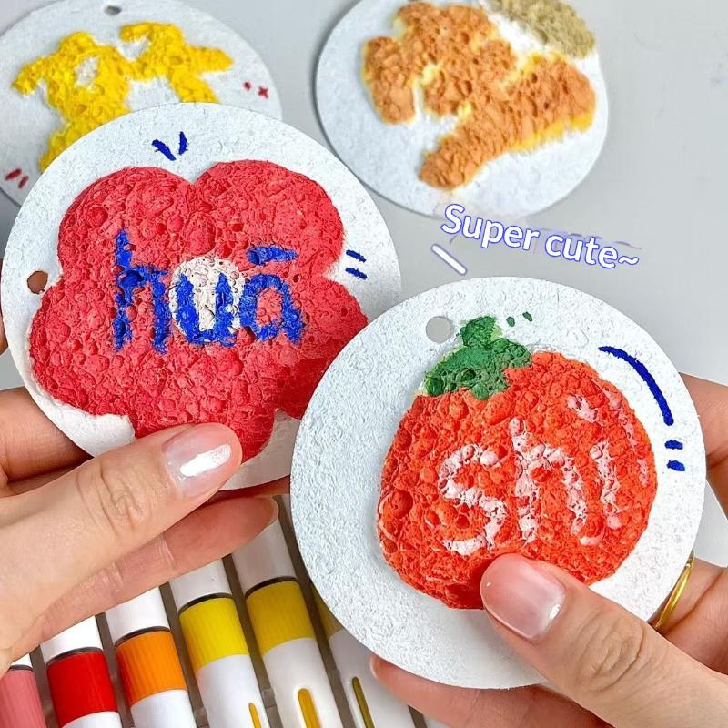 1 Set Diy Drawing Art Educational Craft Sponge Canvas Board Handicraft Toy 3D Magic Puffy Foam Texture Painting Paper For Kids