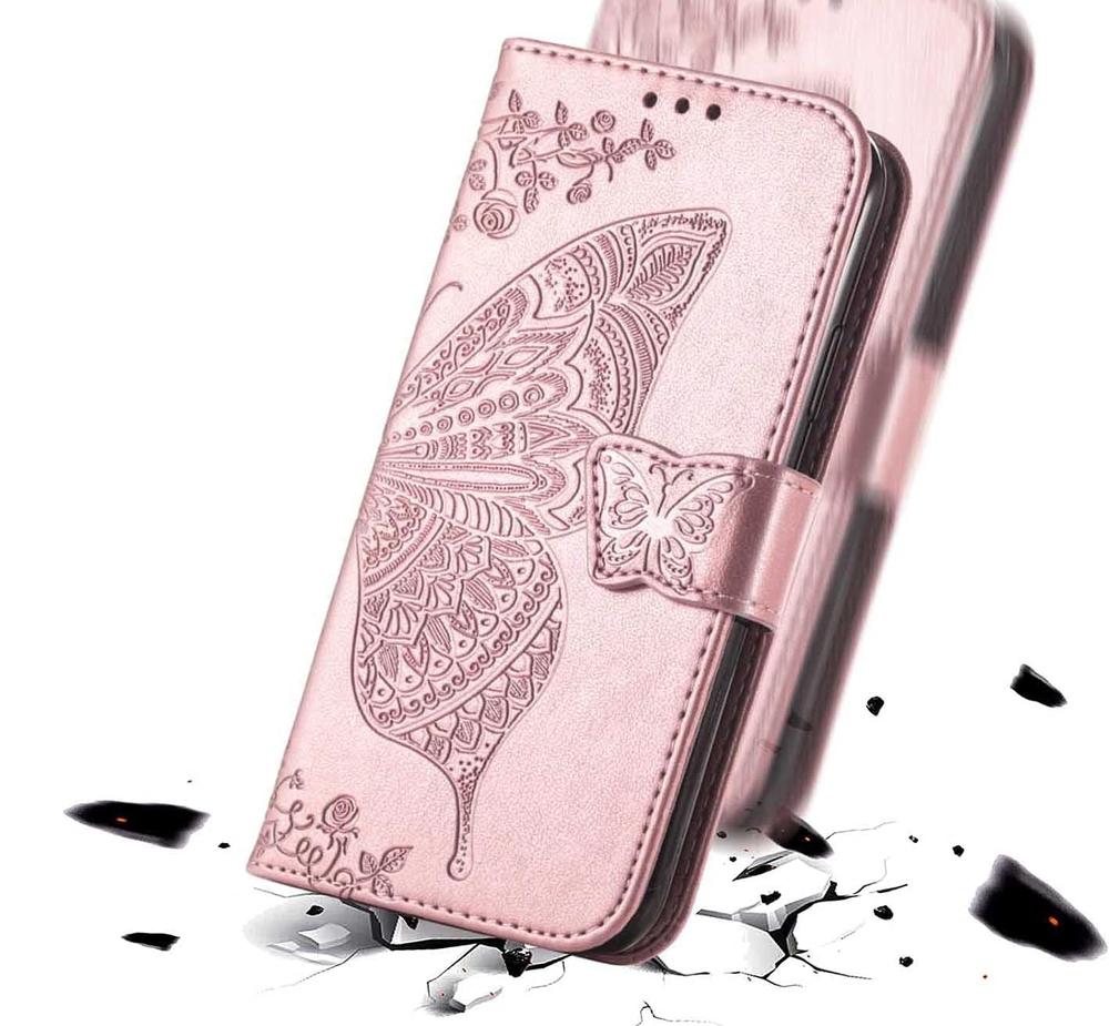 Realme 12 Pro 5G / 12 Pro+ 5G Flip Case, Butterfly, Rose Gold