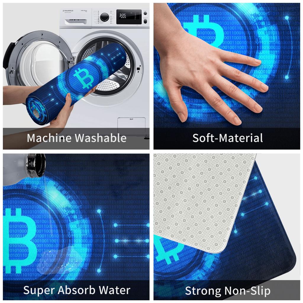 Bitcoin Cryptocurrency Crypto Digital Code Doormat Mat Anti-Slip BTC Blockchain Bath Kitchen Garage Rug Carpet 40*60cm