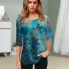 Womens Blouse 3D Black Butterfly Printing Flower Half Sleeve Tops Summer Casual Tops Printed Round Neck Half Sleeve T Shirt