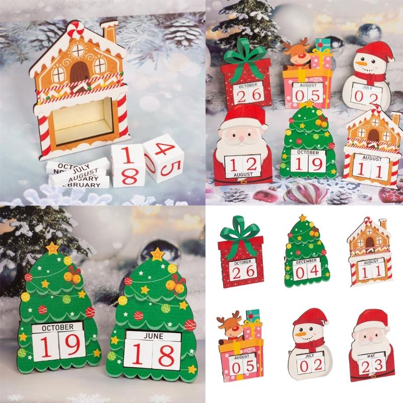 Christmas Calendar Wood Design Festival Table Decoration Countdown Calendar with Numbered Days