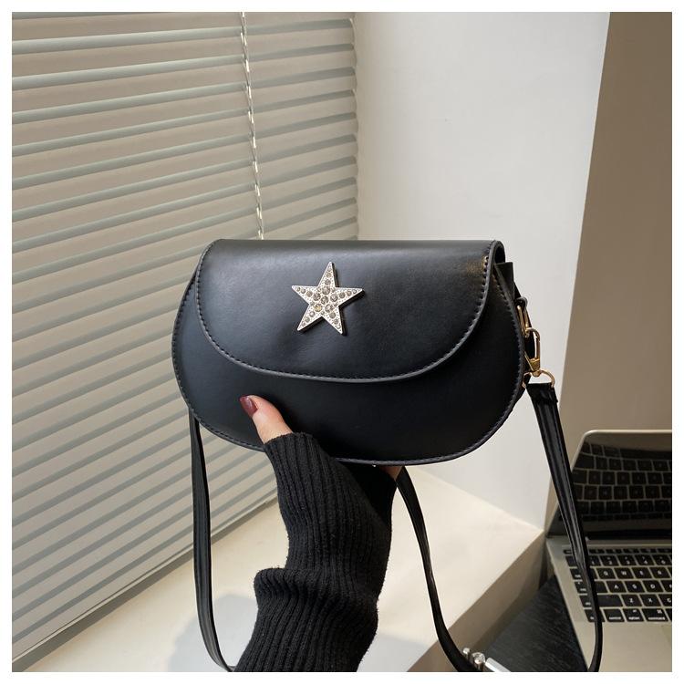Fashi Star Women Pu Leather Shoulder Armpit Bags Thread Design Ladies Crossbody Saddle Bag Simple Girl Phe Handbags Purse