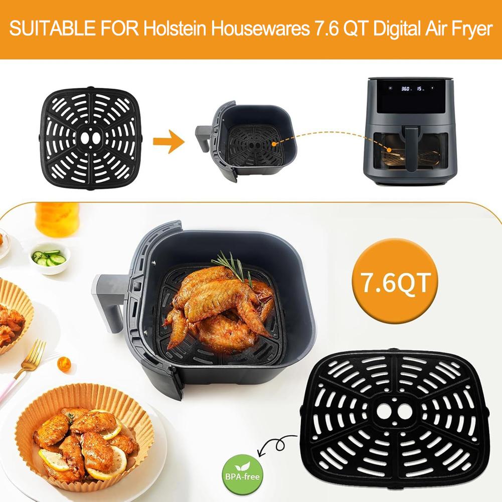 1 Set Air Fryer Grill Plate With Air Fryer Rubber Bumpers 24*24cm For Holstein Housewares Air-Fryer,Grill Pans Replacement Parts