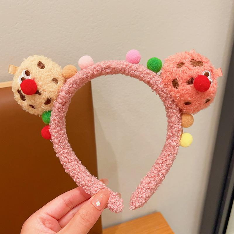 

Headbands Cute Style Red Nose Funny Cookie Cartoon Plush Accessories Hair рожевий