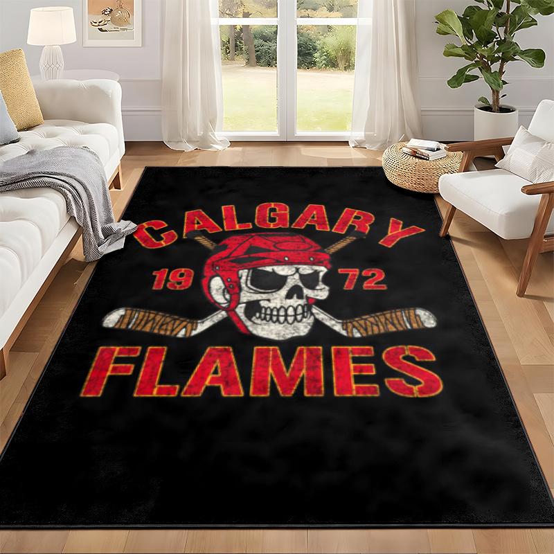 Calgary Flames Carpet Door Mat for Living Room or Bedroom Protective Mat Under Chair Office Decoration Christmas Gift Birthday Present