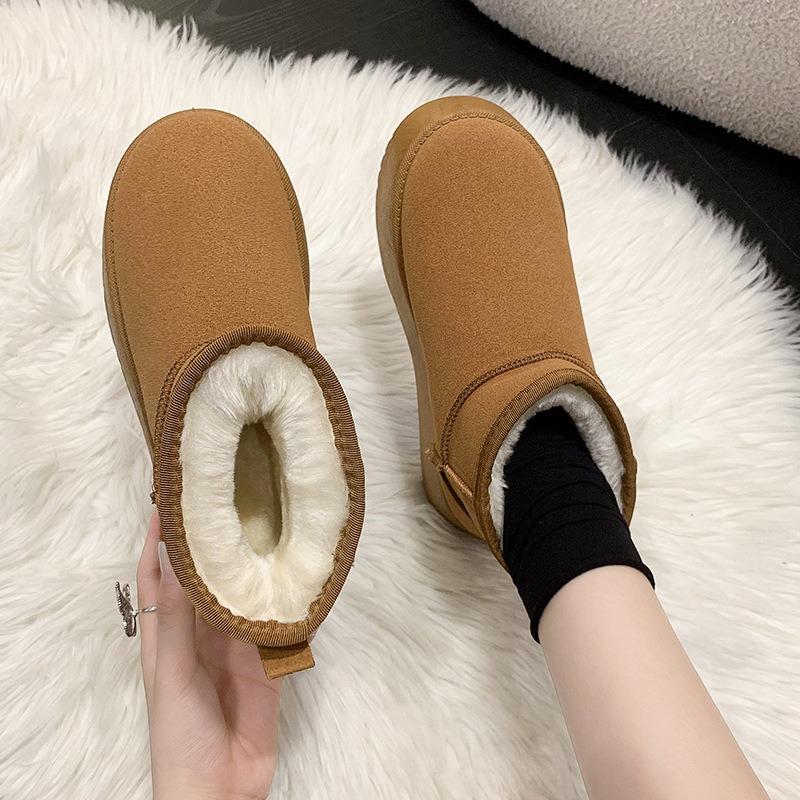 Winter New Snow Shoes Plus-size Flat Short Shoes for Women with Fleece and Thickened Warm Snow Boots for Women