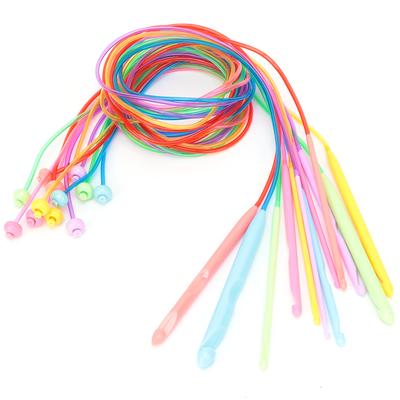 12Pcs Afghan Carpet Crochet 12 Sizes MultiColor Pipe Plastic ABS Sweater Needles for Knitting Lover
