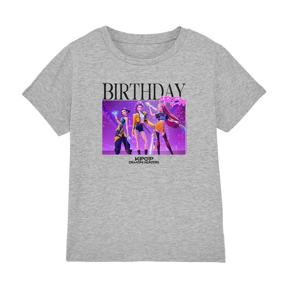 

K-Pop Demon Hunters Huntrix Birthday Crew Group Kids T-shirt, Athletic Heather 130