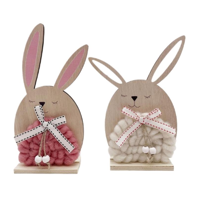 Easter Bunnies Wood Sculptures Rabbit Figurine Rabbit Sculpture for Elegant Homes Decoration and Celebration Displays